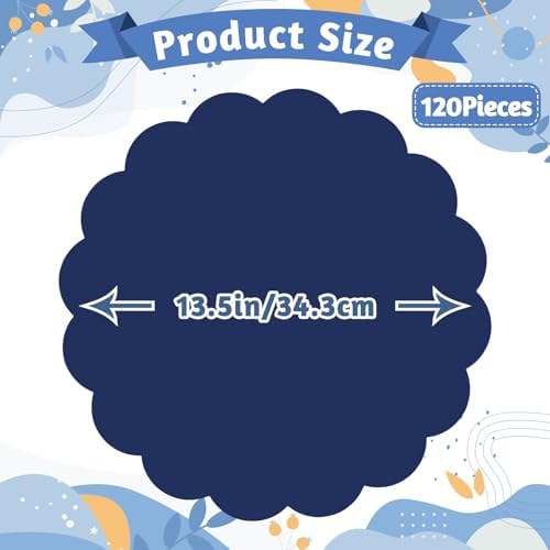 120 Pcs Navy Blue Paper Placemats, 13.5 Inch Disposable Scalloped Place Mat - Image 2