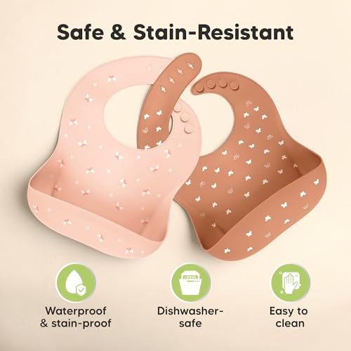 KeaBabies 2-Pack Silicone Bibs for Babies, Toddlers Girl - Image 6