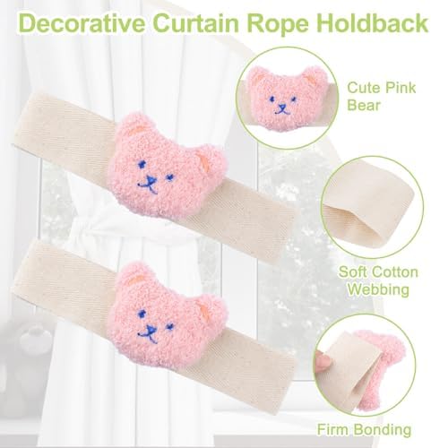 Cute Cartoon Animal Curtain Tiebacks 4Pcs Drape Rope Holdbacks - Image 4