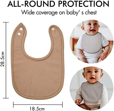 10 Pack Cotton Snap Bibs for Baby Boy Girl, Super Soft Drool Bibs for Teething - Image 6
