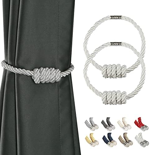 BEL AVENIR Magnetic Curtain Tiebacks 2 Pack Hand-Woven Curtain Ties by BELAVENIR
