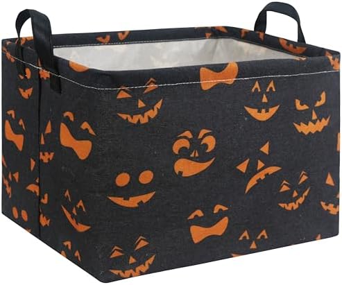 Rectangular Halloween Basket for Boys and Girls Kids Trick or Treat Pumpkin by HIYAGON