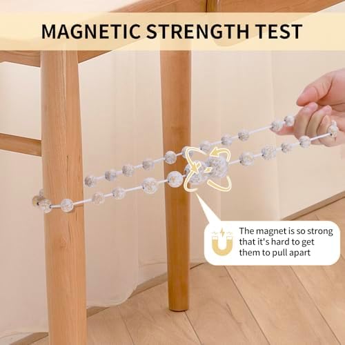 KLOGTSIND Magnetic Curtain Tiebacks, 2 Pack Wood Bead Curtain Holdbacks - Image 6
