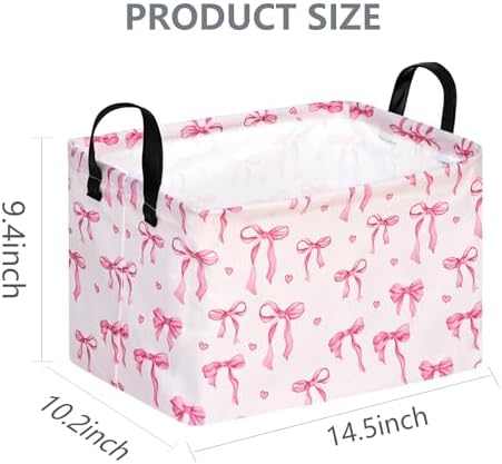 Pink Bowknot Girls Gifts Storage Box Clothes Hamper Basket Collapsible - Image 5