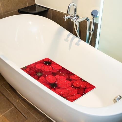 Shower Mat Non Slip, Poppies Anti Slip Bath Mat - Image 5