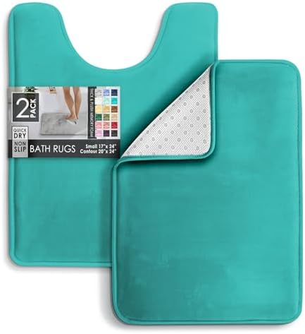 Clara Clark 2 Piece Bathroom Rugs, Velvet Memory Foam Bath Mat Set, Non-Slip - Image 3