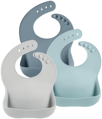 PandaEar 3 Pack Silicone Bibs for Boys Girls for Babies & Toddlers, Waterproof by PandaEar