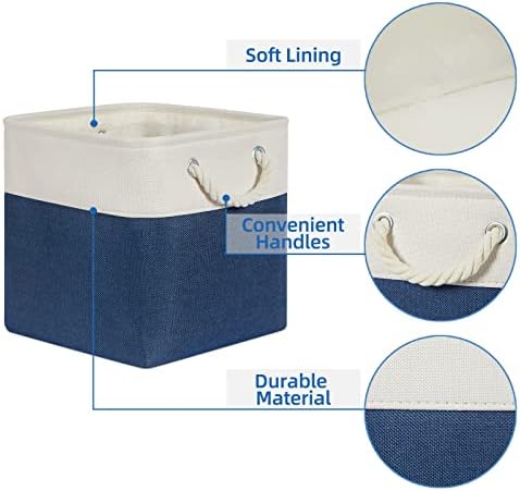 Temary Fabric Storage Cubes 11x11 Cube Storage Bins 4Pack Blue Basket - Image 3