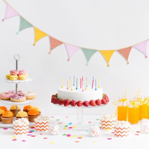 G2PLUS Cotton Fabric Bunting Banner, 9Ft Mixed Color Triangle Pennant Banner - Image 6
