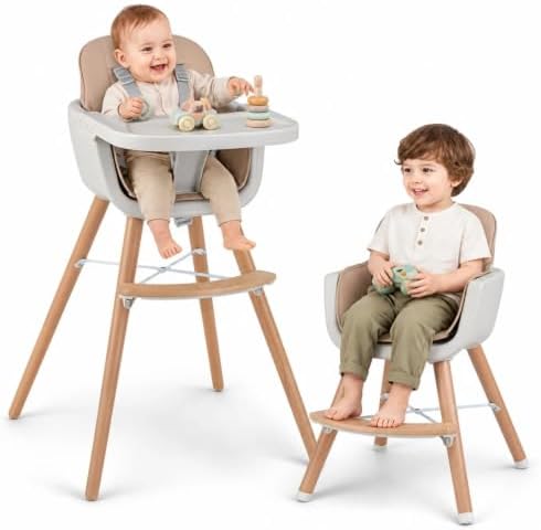 HONEY JOY Baby High Chair, 6-in-1 Eat & Grow Wooden Highchair/Toddler Chair by HONEYJOY