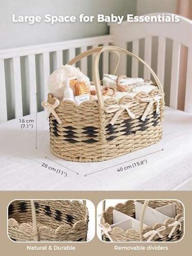 Large Diaper Caddy Organizer, Handwoven Natural Seagrass Basket - Image 3