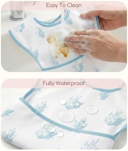 3 Pack Waterproof Baby Bibs for Eating, Mess Proof Feeding Bib - Image 4