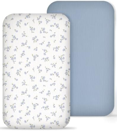 Muslin Bedside Bassinet Sheets 2 Pack by Meowcards