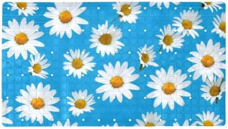Shower Mat Non Slip 26.8 x 15.1 Inches, Daisies Flowers Bathtub Mat Shower by Anna+Cowper