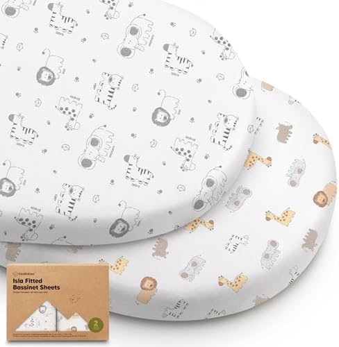 2-Pack Baby Bassinet Sheets Girl, 33x17 Bedside Sheets by KeaBabies