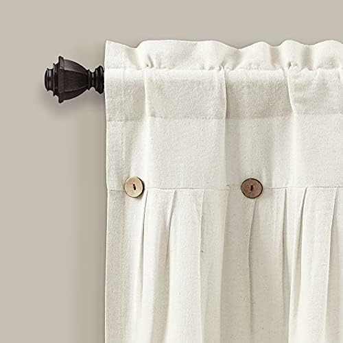 Lush Decor Linen Button Farmhouse Valance CurtiansOff White - Image 4
