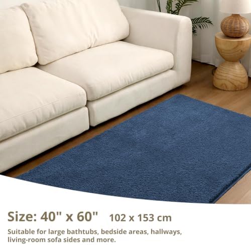 Polyester Bathroom Rug 40"x60" Navy Blue, Large Soft Bath Mat - Image 2