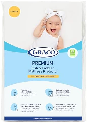 Graco Premium Waterproof Crib and Toddler Mattress Protector, 1 Pack by Graco