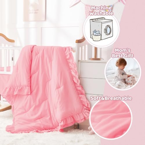 Crib Bedding Set for Girls, 3-Piece Ruffle Baby Bedding Crib Set - Image 7