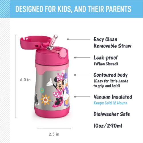 THERMOS Vacuum Insulated Stainless Steel 10oz Straw Bottle, MINNIE MOUSE - Image 2