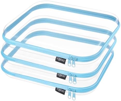 YQBRAO Clear Hard Shell Zipper Cases, 3 Large Travel Organizers by Unknown