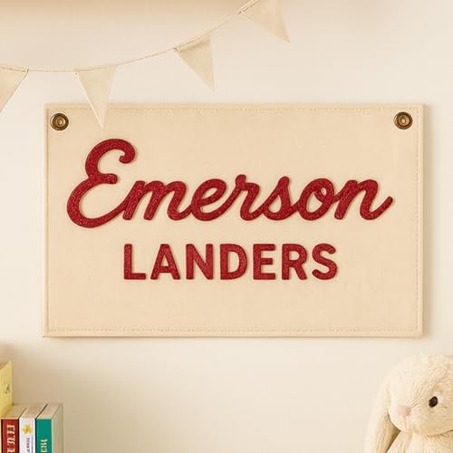 Personalized Baby Name Sign for Nursery Decor, Canvas Name Flag by BCXIEPU