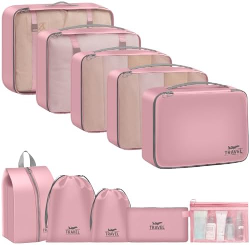 Packing Cubes for Travel 10 Set Luggage Organizer Bags by YEEYAA