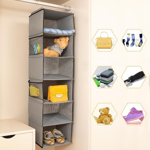 BrilliantJo 6 Shelves Hanging Closet Organizer, 2 Pack Hanging Storage - Image 4