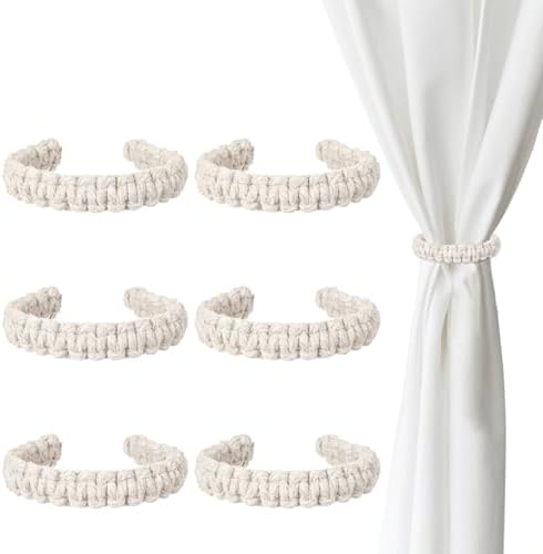 Ptwola 6 Pack Braided Curtain Tiebacks Boho Elegant Rustic Curtain Holdbacks by Unknown