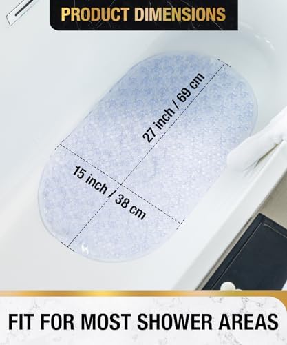 HITSLAM Bathtub Mat Non Slip, 27x15 Inch Bubble Oval Bath Tub Mat - Image 6
