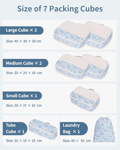 Narwey 7 Set Floral Packing Cubes - Image 4