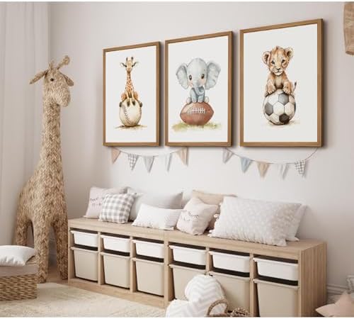 Sports Nursery Wall Art Baby Boys Room Canvas Pictures Safari Animal Wall Decor - Image 3