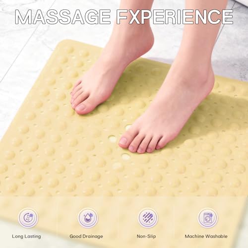 Anti-Slip Bathtub Shower Mat 21×21 Inch Light Yellow - Image 4