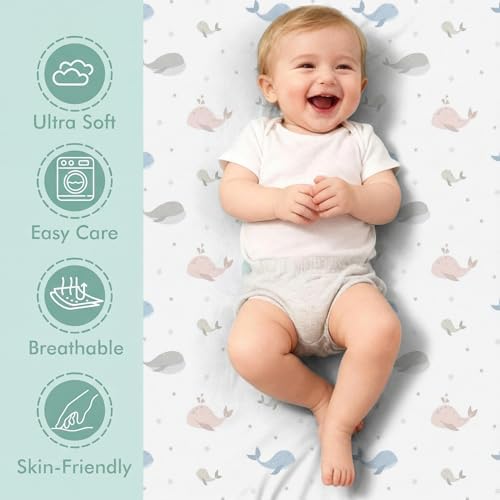 4 Pack Bassinet Sheets, Compatible - Image 2