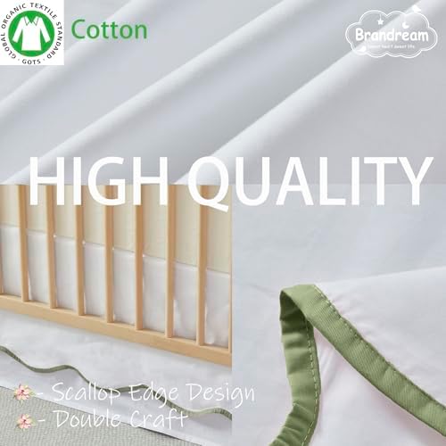 Brandream Scallop Edge Cotton Crib Skirt Toddler Bedskirt Baby Nursery Crib Bed - Image 3