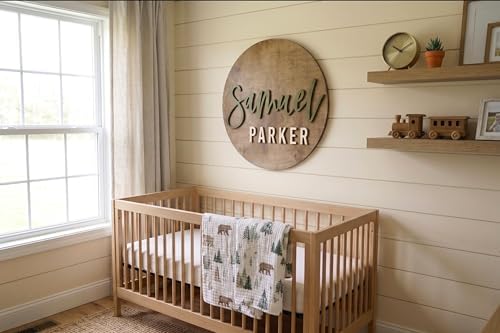 Custom Round Nursery Name Sign, Personalized 3D Baby Name Announcement Sign - Image 2