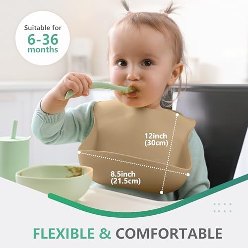 Cuddle Campus Set of 3 Silicone Bibs, Soft Adjustable Bibs - Image 3