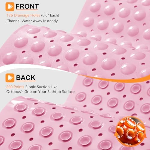 Yimobra Non Slip Bath Mat for Tub 40x16, Extra Long Bath Tub Mat - Image 3