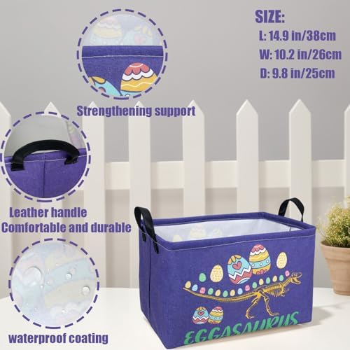 Dinosaur Easter Basket for Kid Large Empty Baby Rectangular Cute Easter Gift - Image 4