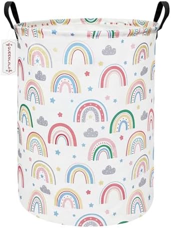 QUEENLALA Foldable Waterproof Round Fabric Laundry Basket Home by QUEENLALA