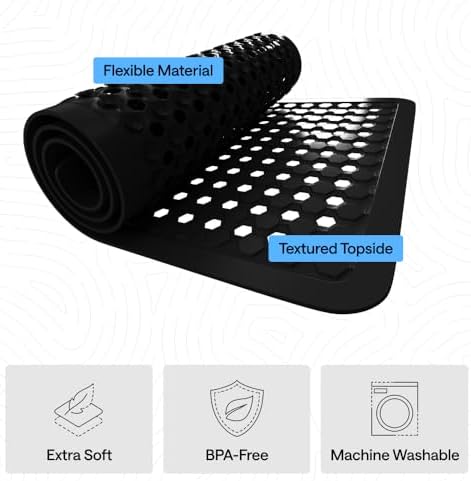 GORILLA GRIP Bath Tub Shower Mat, Bathtub Floor Liner, 35x16 Black - Image 4
