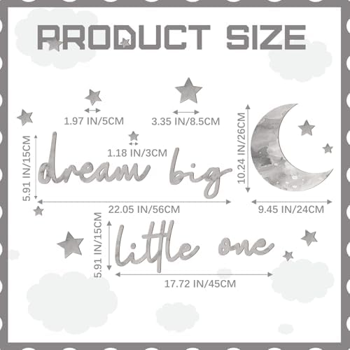 Briwooody 15 Pcs Dream Big Little One Moon Stars Nursery Decor - Image 3