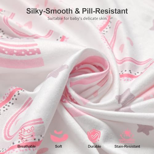 Pack N Play Sheets Fitted, Mini Crib Sheets, Breathable Soft Unisex Playard - Image 4