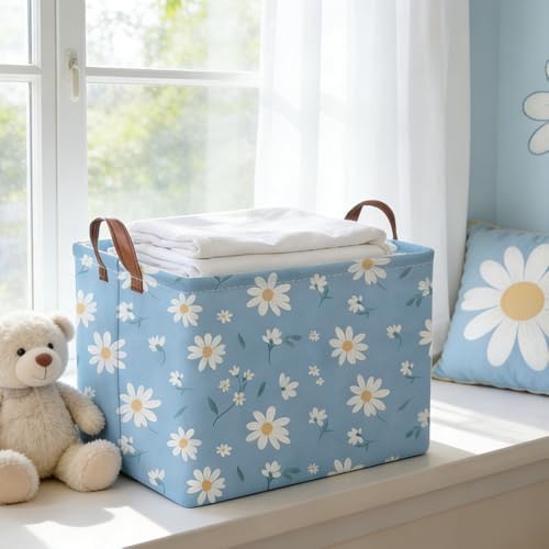 Rectangular Daisy Storage Basket, Kids Laundry Hamper, Waterproof foldable kids - Image 5