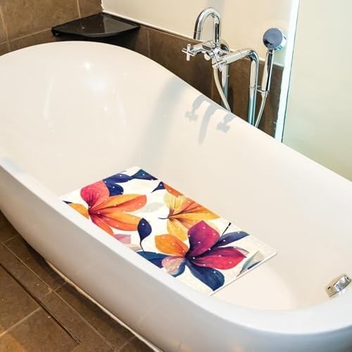 Bathtub Mat Non Slip 26.8x15.1 Inch, Colorful Flowers Shower Mat - Image 5