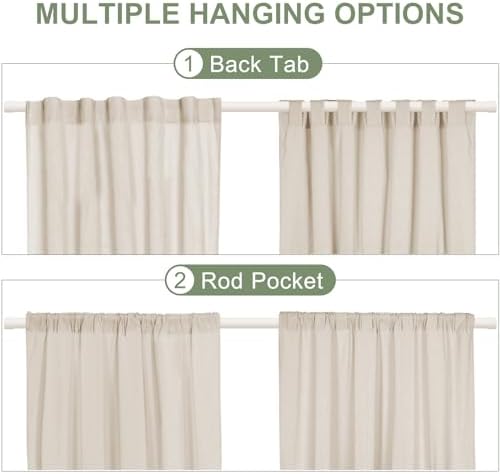 ASPMIZ Cotton Linen Farmhouse Curtains Boho Rustic Button Curtain, Linen Window - Image 5