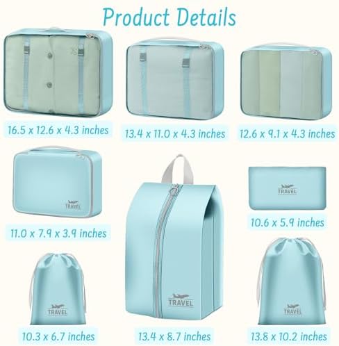 8 Set Packing Cubes for Travel Suitcase Organizer Bags Luggage Packing Cubes - Image 6