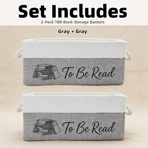 2 Pack TBR Book Storage Basket Bin - Image 3