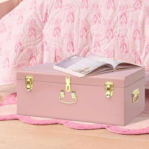 Vixdonos Large Metal Trunk Decorative Storage Box College Dorm Chest - Image 5