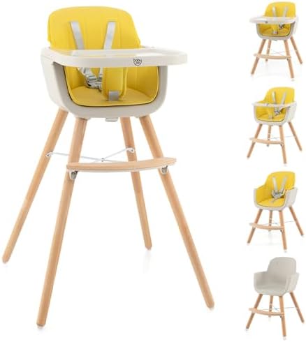 BABY JOY Convertible Baby High Chair, 3 in 1 Wooden Highchair/Booster/Chair by BABYJOY